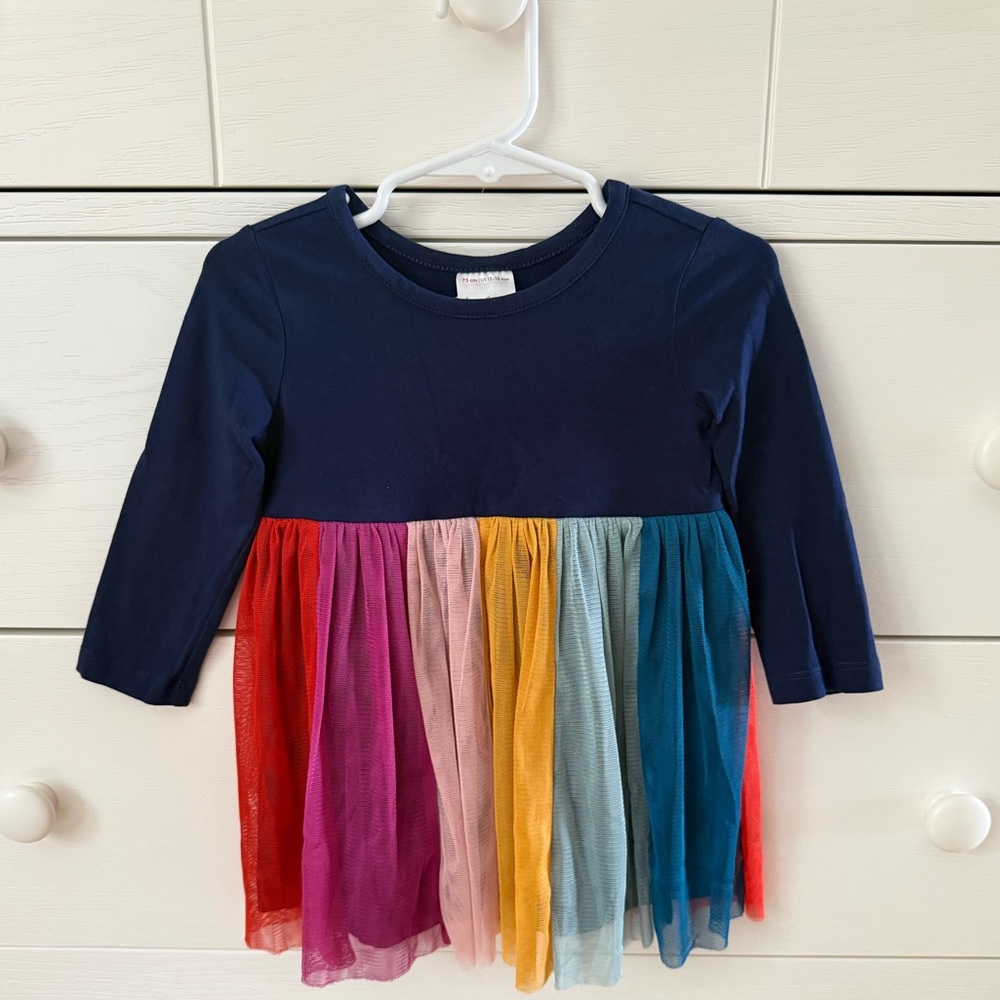 Hanna Andersson Long Sleeve Tulle Rainbow Dress